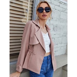 $$SOLD$$ SHEIN Trench Coat Dusty Pink Women’s Jacket Blazer Coat Size Small